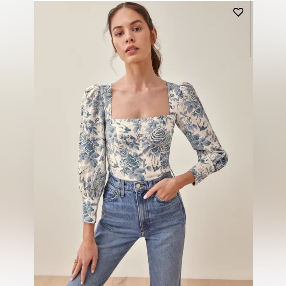 NWOT - Reformation Stilton Linen Top in Pompadour